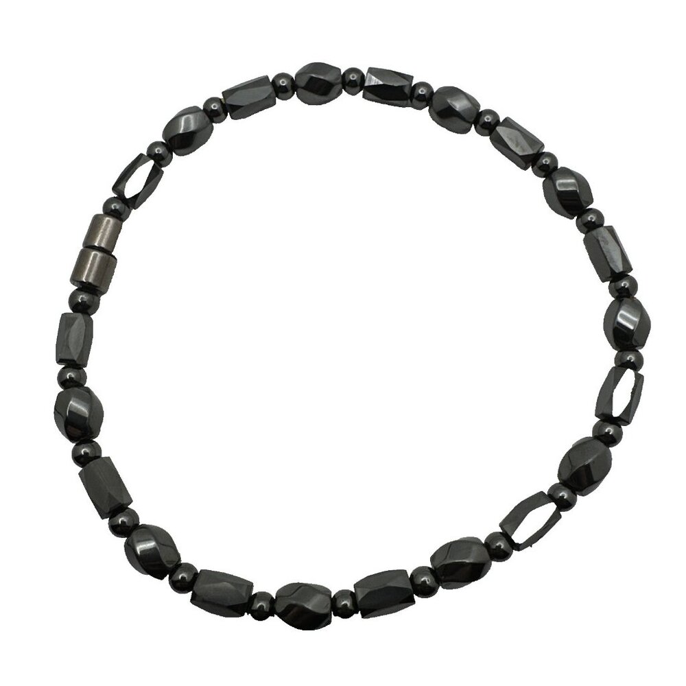 Minimalist Hematite Magnetic Clasp Therapeutic Ankle Bracelet Black 10.5”